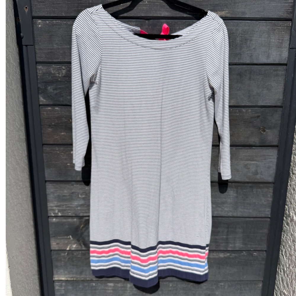 Lilly Pulitzer Women Navy White Striped Pima Cotton Tie Back Dress 29624 Small